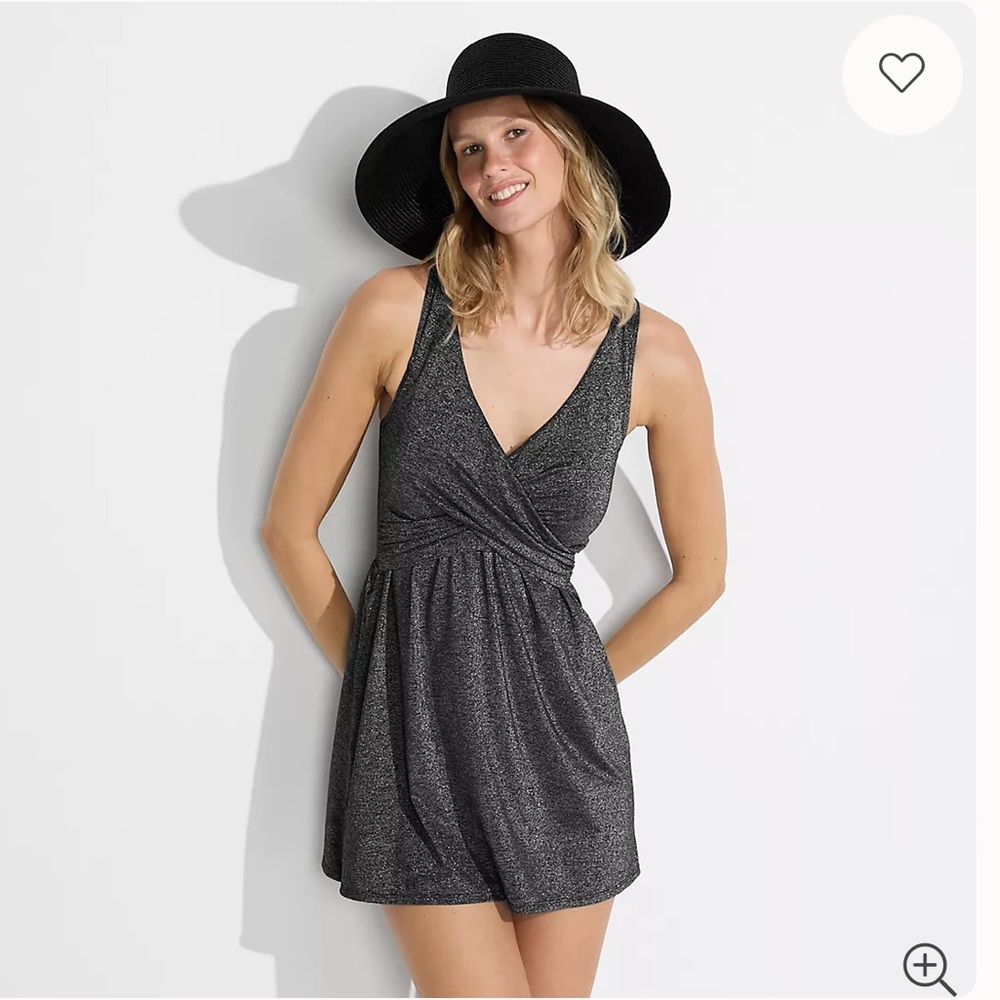 NWT Lands End Women's SlenderSuit Shine Wrap Swim Dress Swimsuit - size 6